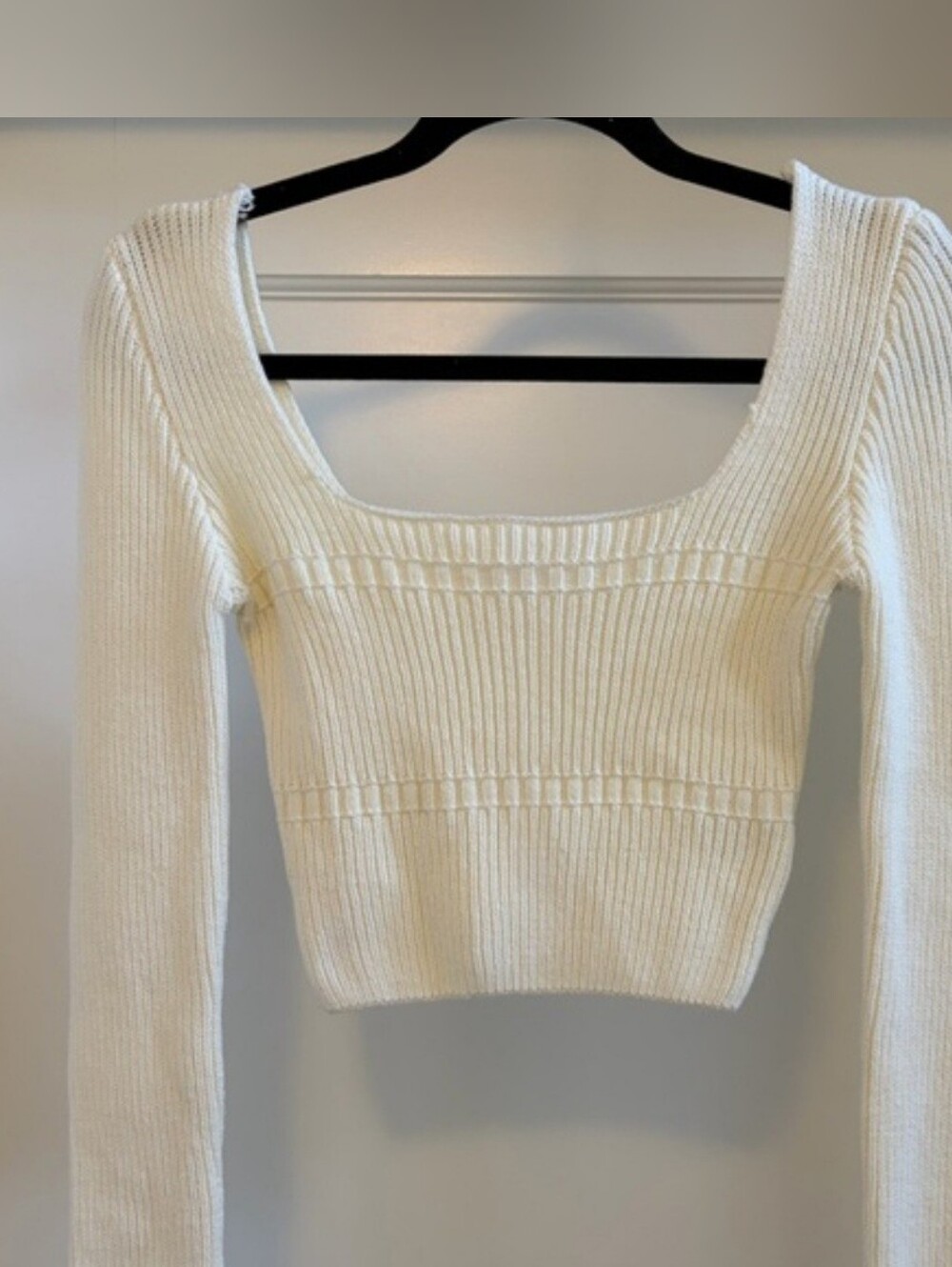 Cotton White Scoop Neck Crop Sweater - Women S 12th Tribe